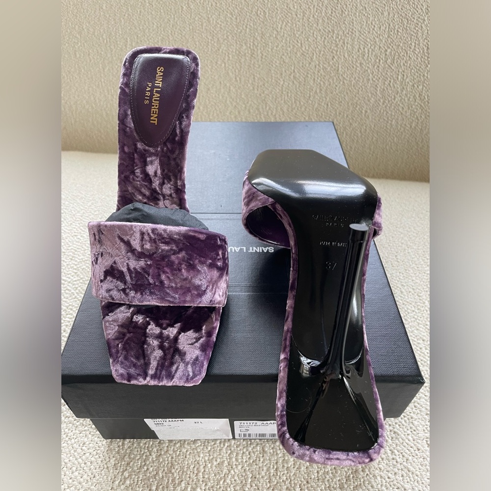 YSL brand new Lucky purple velvet mule. Size 37
